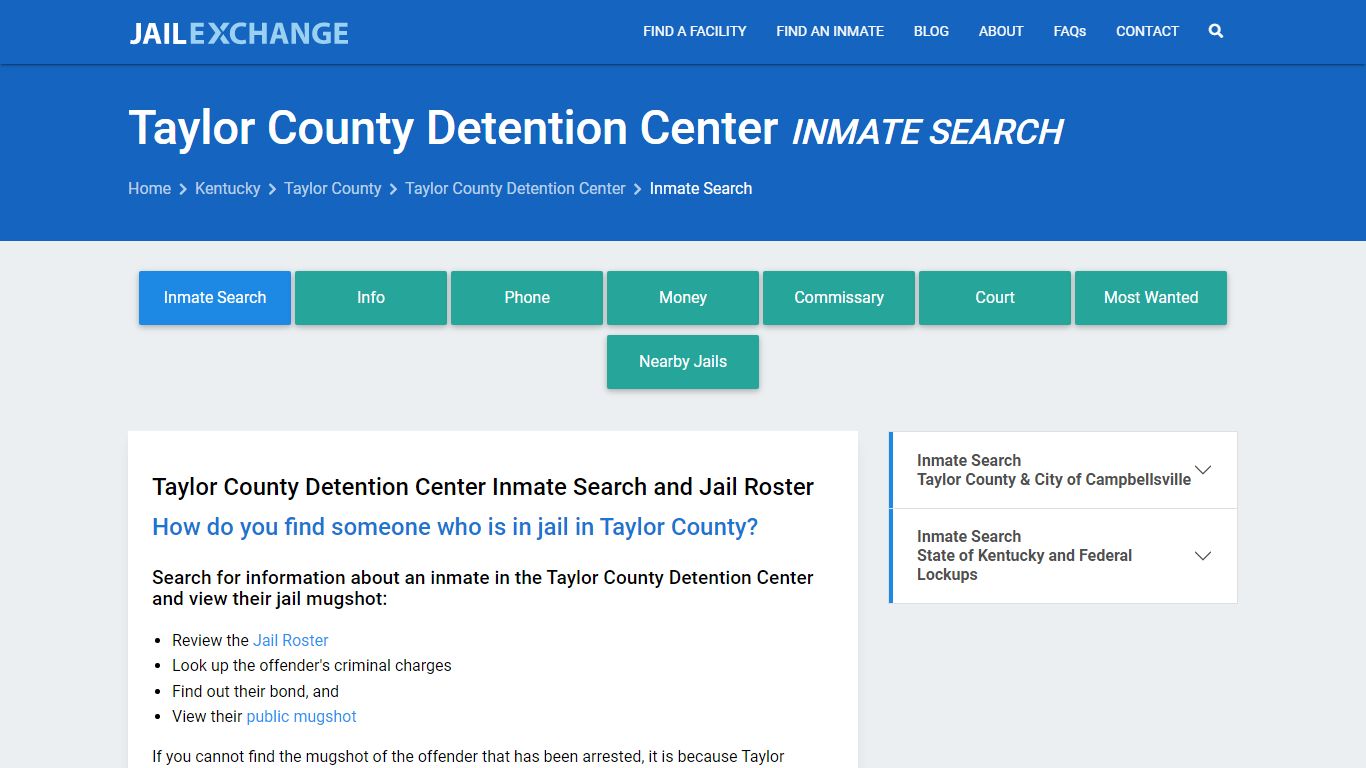 Taylor County Detention Center Inmate Search - Jail Exchange